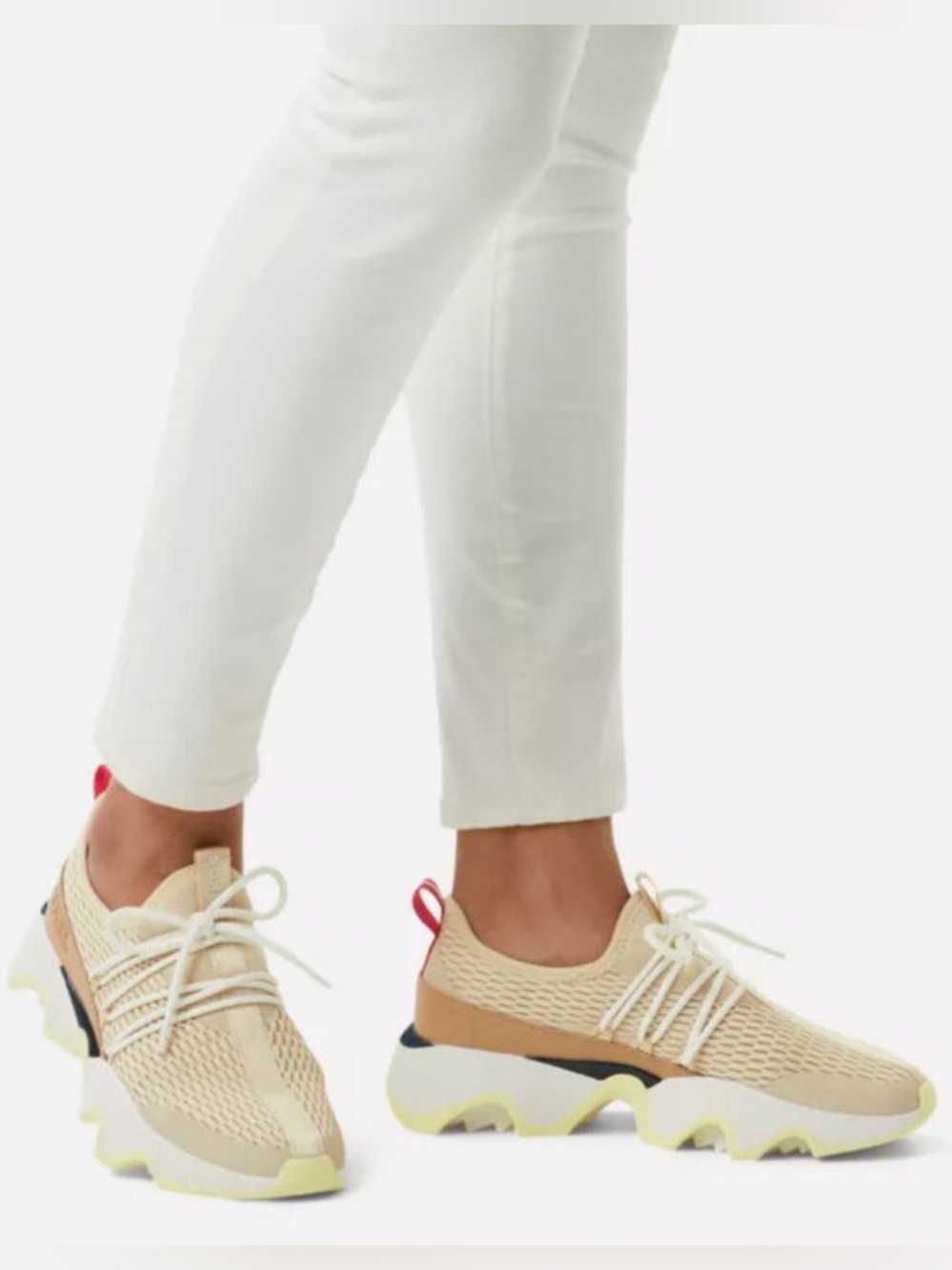 Sorel Kinetic Impact II Crossover Cream Knit Ghillie Lace Sneaker SZ 10 - Picture 1 of 16
